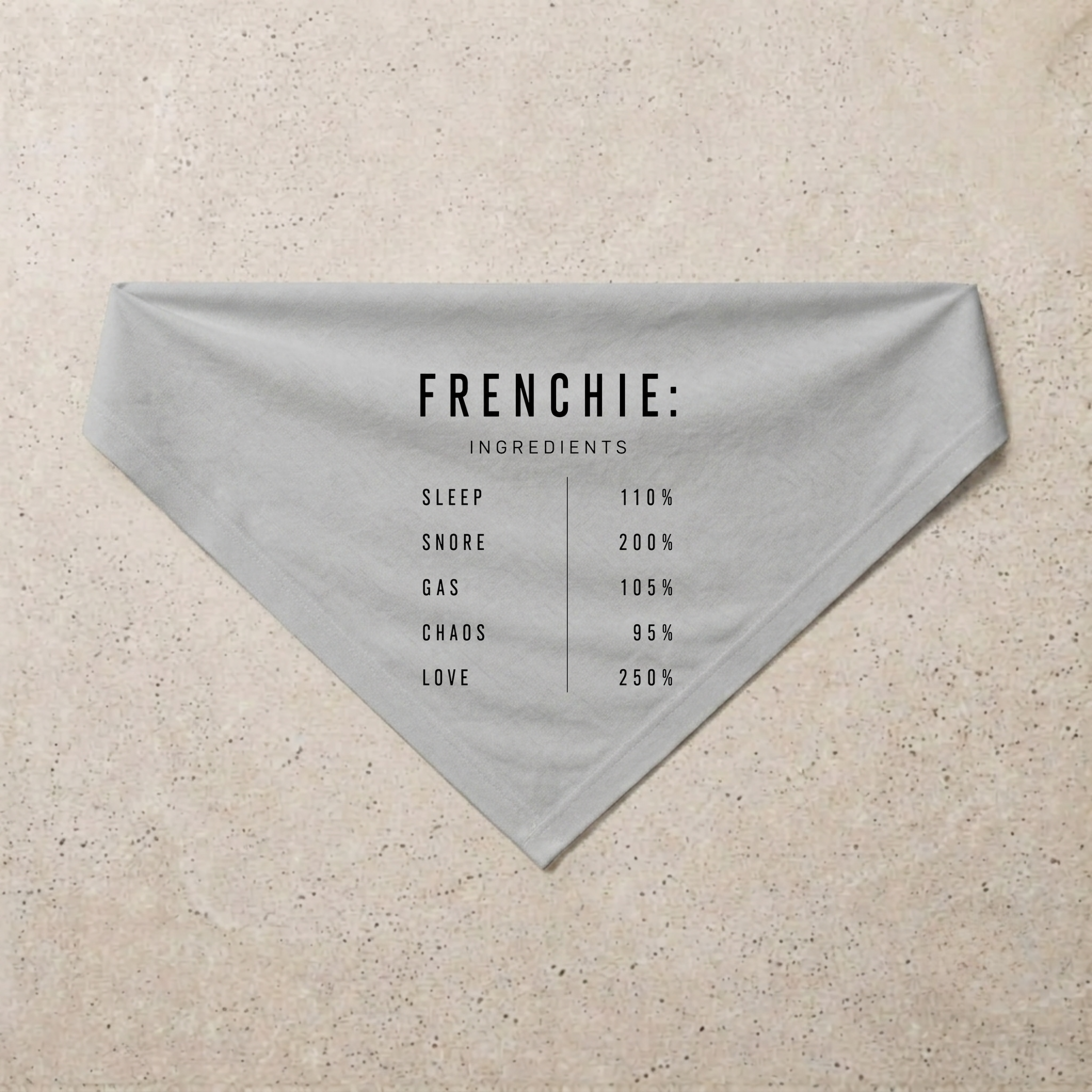 Frenchie Composition Bandana, grey