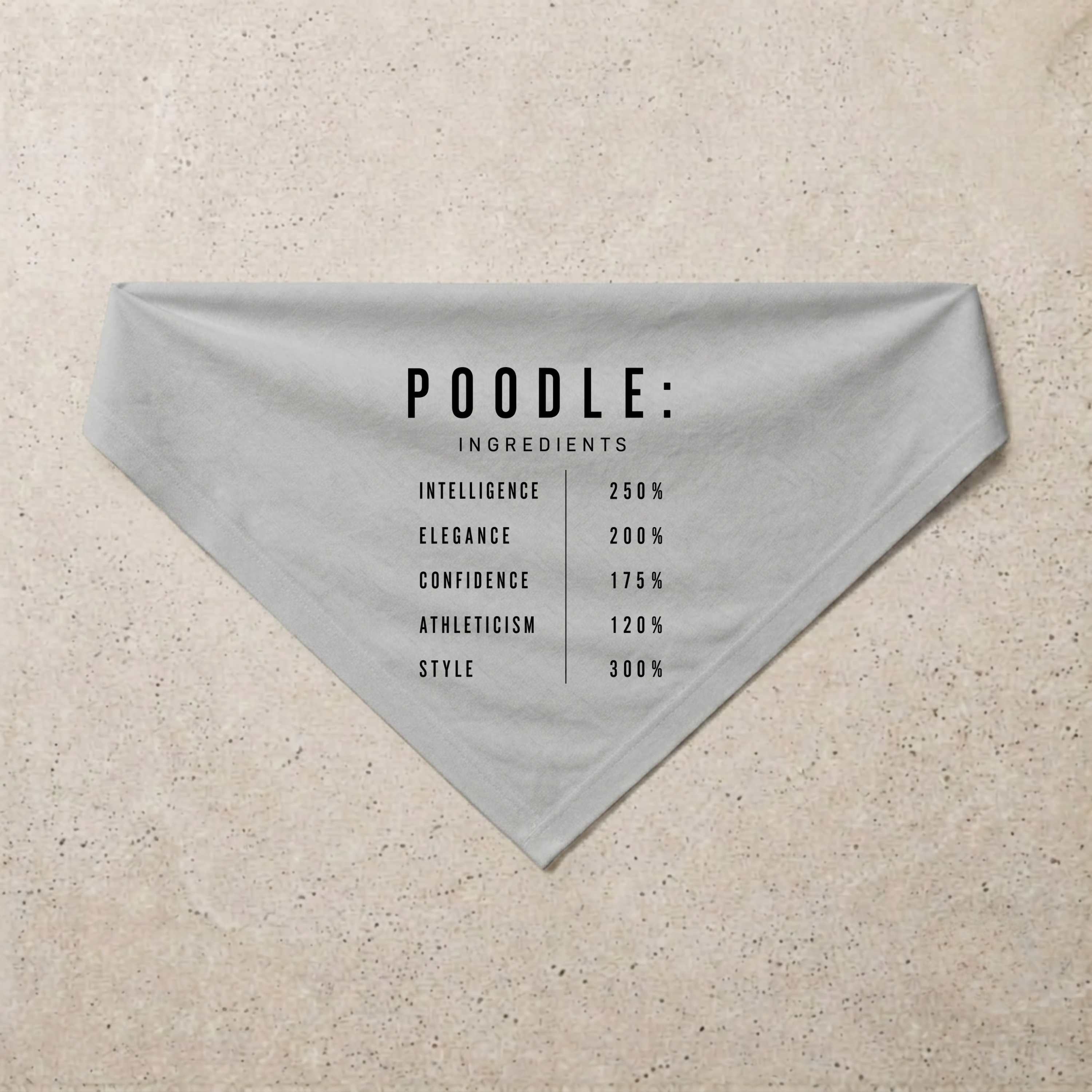 Poodle Composition Bandana, grey