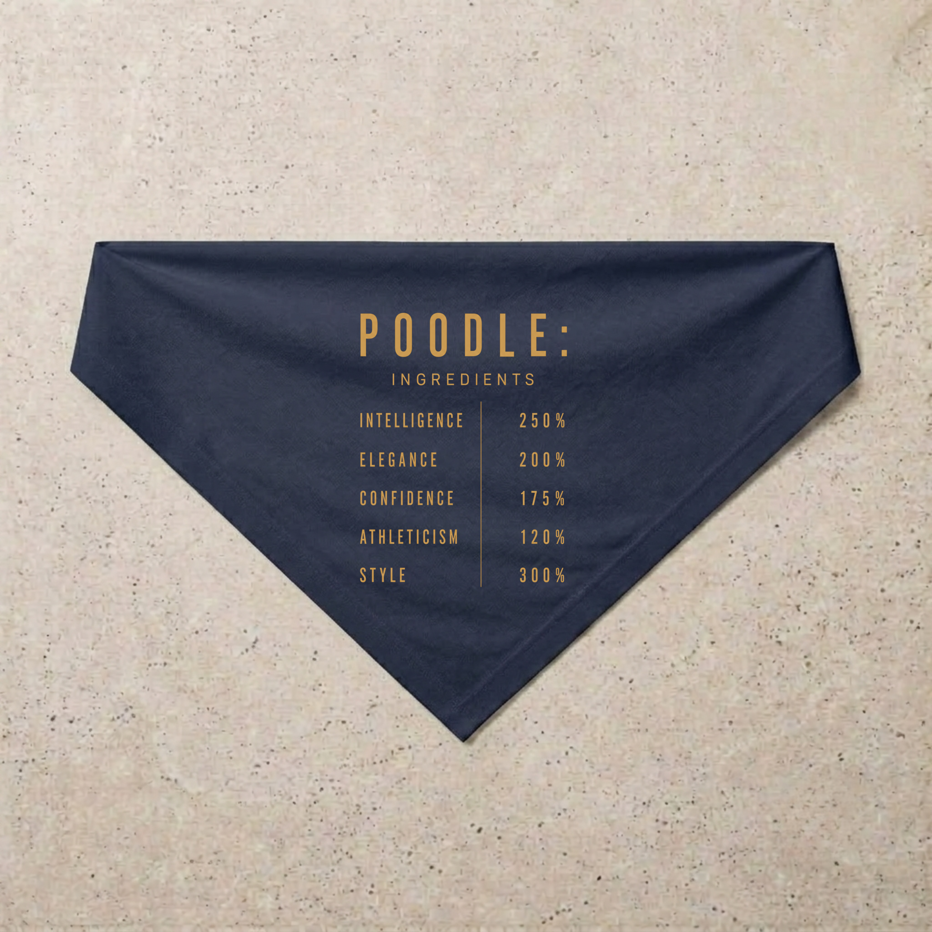 Poodle Composition Bandana, navy